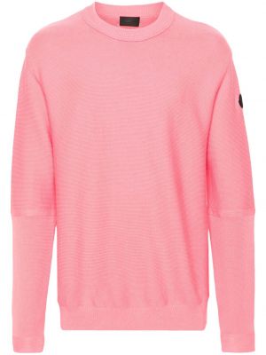 Bombažni pulover z okroglim izrezom Moncler roza