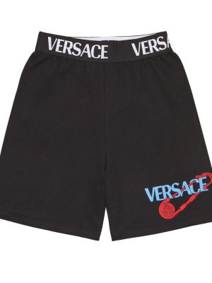 Shorts i bomull i jersey för pojkar Versace Kids svart