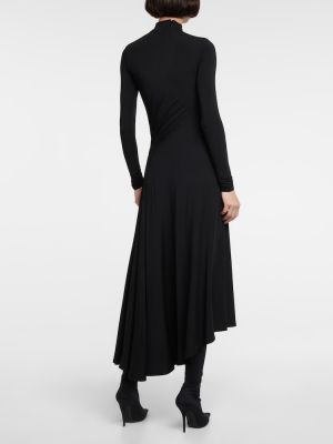 Sukienka długa z dżerseju drapowana Balenciaga czarna