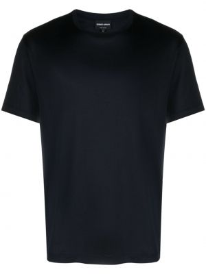 Βαμβακερή μπλούζα με στρογγυλή λαιμόκοψη Giorgio Armani μπλε