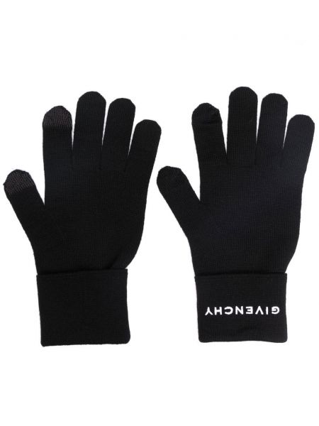 Πλεκτά γάντια με κέντημα Givenchy μαύρο