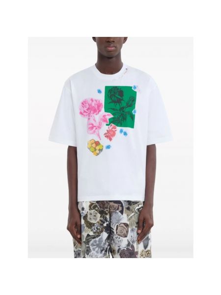 Camiseta de algodón de flores Marni blanco