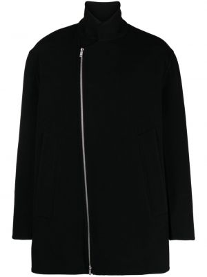 Vlnený kabát na zips Jil Sander čierna