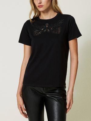 Camiseta con bordado Twinset negro