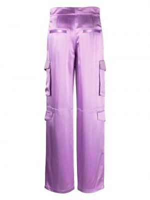 Saténové cargo kalhoty Genny fialové