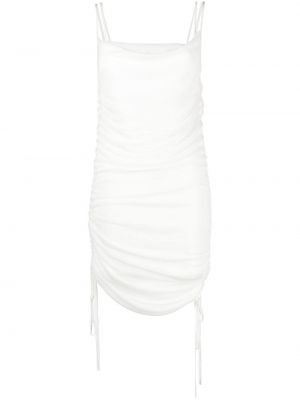 Drapované priehľadné koktejlkové šaty Dion Lee biela