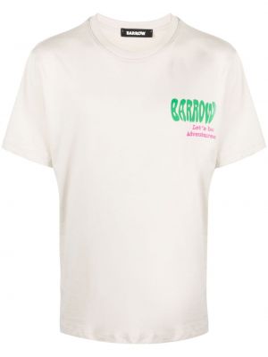 Bavlnené tričko s korálky s potlačou Barrow béžová