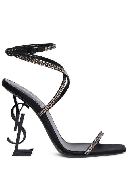 Sandaletter i satin Saint Laurent svart