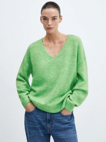 Пуловер Mango зеленый