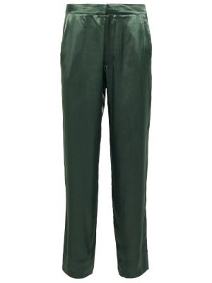 Сатиновые брюки на шпильке Asceno, зеленые