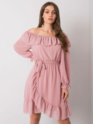 Šaty s dlouhými rukávy Fashionhunters růžové