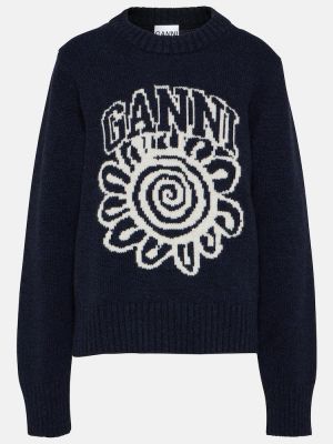 Вълнен пуловер Ganni черно