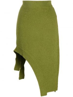 Asymetrická pletená midi sukňa Jnby zelená