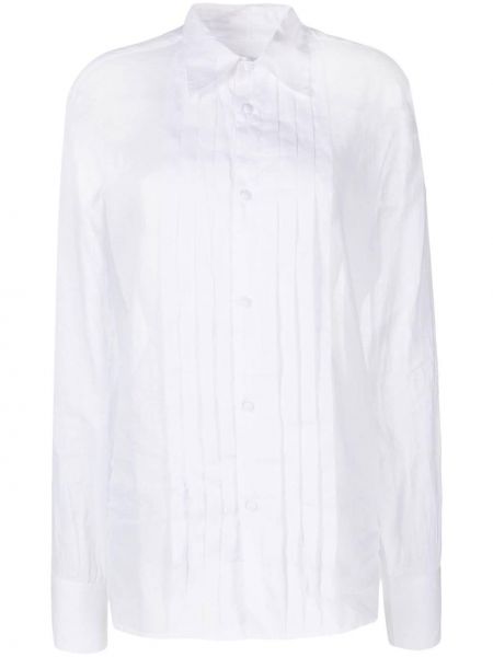 Hemd mit plisseefalten 73 London weiß