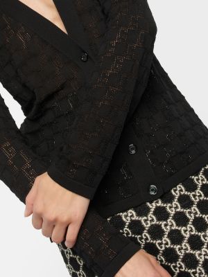 Jedwabny kardigan bawełniany żakardowy Gucci czarny