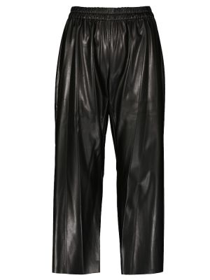 Czarne proste spodnie skórzane ze skóry ekologicznej Deveaux New York