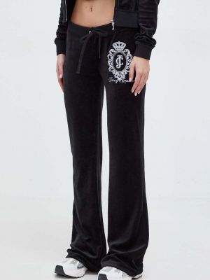 Pantaloni sport din velur Juicy Couture negru