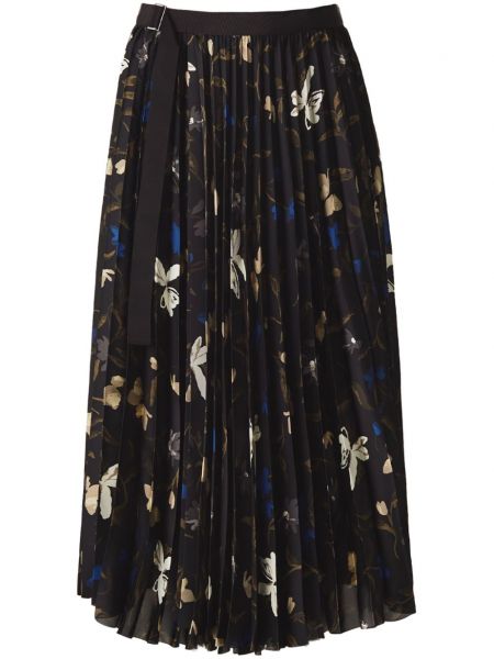 Suknja s cvjetnim printom s printom Sacai crna