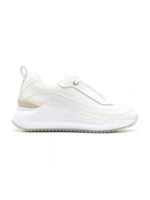 Sneakersy sznurowane na koturnie koronkowe Calvin Klein białe