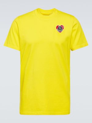 Памучна тениска от джърси Moncler жълто