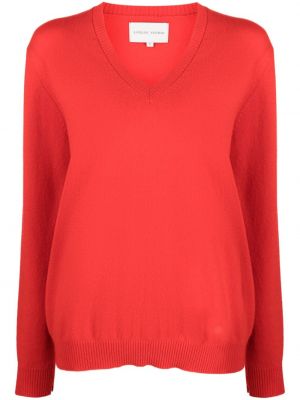 Кашмирен пуловер с v-образно деколте Loulou Studio червено