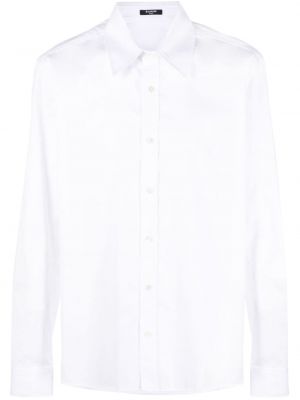 Bombažna srajca z vezenjem Balmain bela