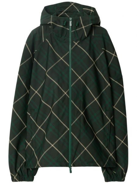 Veste à carreaux à capuche Burberry vert