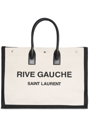 Geantă shopper din piele Saint Laurent bej