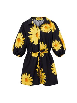 Kvetinové bavlnené priliehavé košeľové šaty Desigual