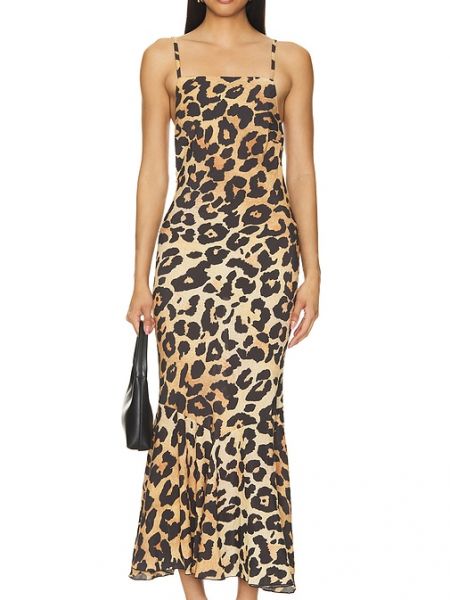 Vestido largo con estampado leopardo Musier Paris marrón
