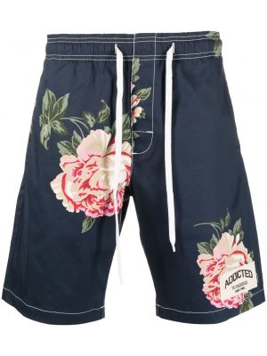 Pantaloni scurți cu model floral cu imagine P.a.r.o.s.h. albastru