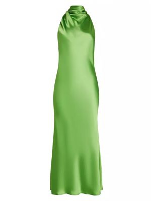 Атласное платье на бретельках Sau Lee зеленое