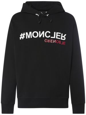 Pamučna hoodie s kapuljačom Moncler Grenoble crna