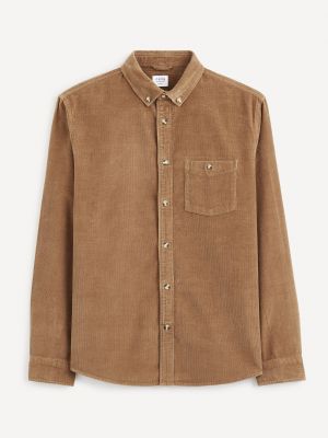 Велюровая рубашка Celio коричневая