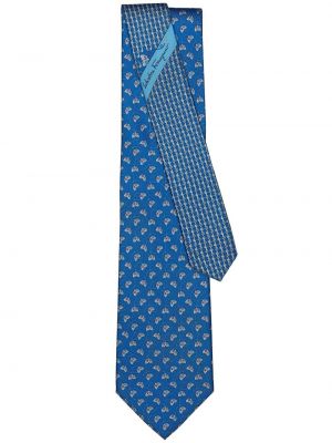 Копринена вратовръзка Ferragamo синьо