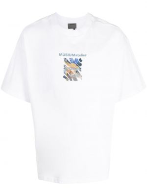 Bavlnené tričko s potlačou Musium Div. biela