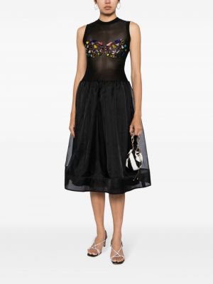 Křišťálové midi šaty Cynthia Rowley černé