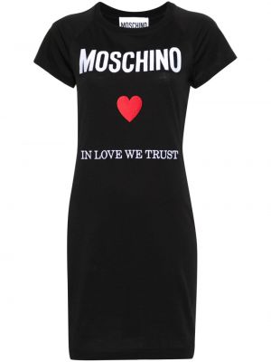 Mini šaty s výšivkou Moschino černé