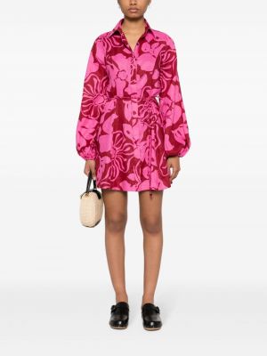 Sukienka mini w kwiatki z nadrukiem Faithfull The Brand różowa