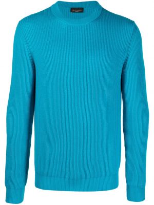 Maglione di lana in lana merino con scollo tondo Roberto Collina blu