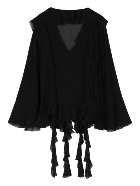 Bluzka z falbankami drapowana Dondup czarna