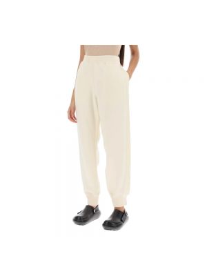 Pantalones de chándal de lana de algodón de punto Jil Sander blanco
