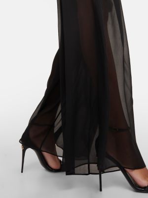 Relaxed копринени панталон с висока талия Dolce&gabbana черно