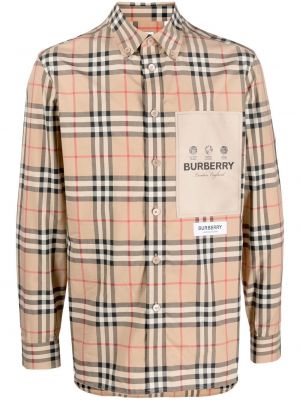 Trykt sjekket bomull skjorte Burberry