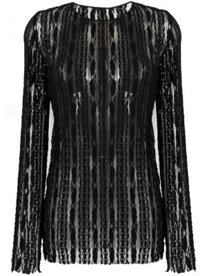 Прозрачна блуза с дантела Uma Wang черно