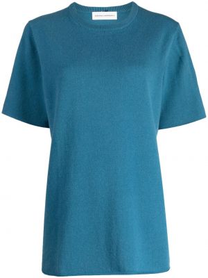 T-shirt di cachemire con scollo tondo Extreme Cashmere blu