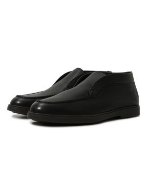 Черные кожаные ботинки Santoni