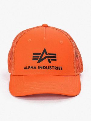 Czapka z daszkiem z nadrukiem Alpha Industries pomarańczowa