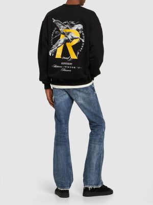 Bombažni pulover z vezenjem Represent črna