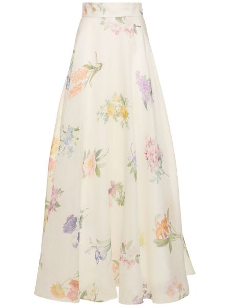 Bílé květinové dlouhá sukně Zimmermann